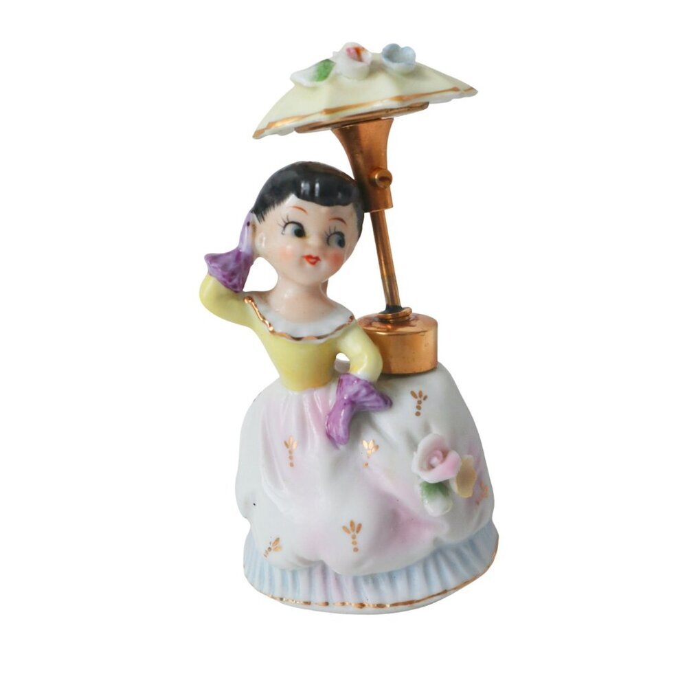 Vintage DeVilbiss Porcelain Lady With Umbrella Perfume Atomizer